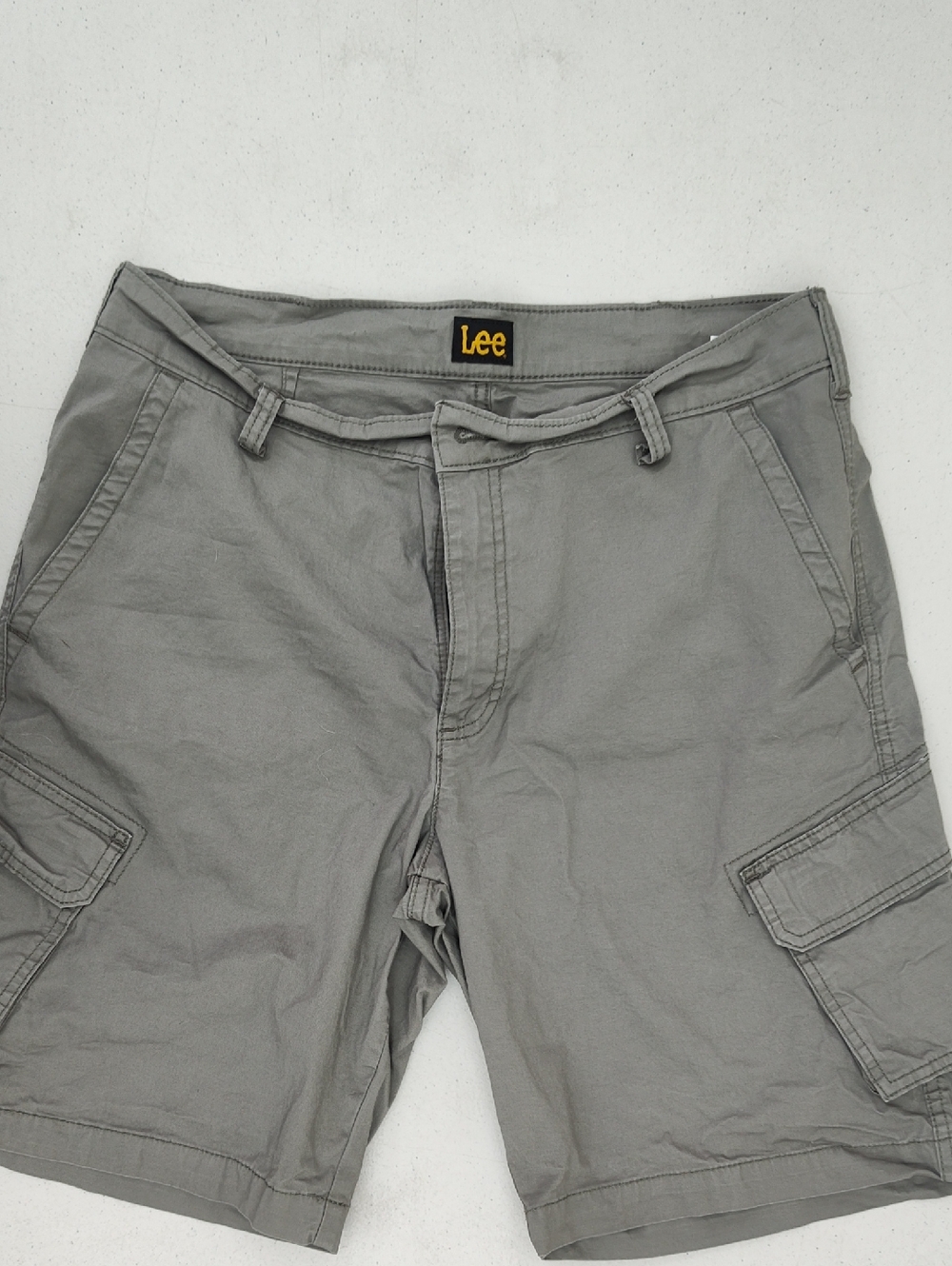 Lee Gray Cotton Blend Shorts with Inner Tag Detail